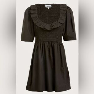 GANNI smocked organic cotton minidress small size